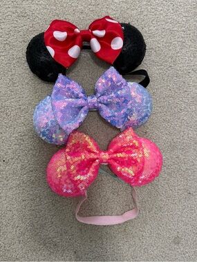 Toddler small shop Sequin Minnie Ear Headbands - Black/Red, Lavender, Pink